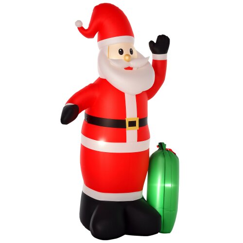 HOMCOM Inflatable 7.5ft Santa Claus Xmas Décor Airblown Yard LED w/ Gift Bag