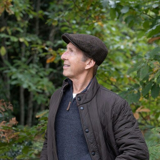 Heather Hats & Accessories British Tweed Wool Flat Cap, Satin Lining, Outdoor Wear, Bark Brown