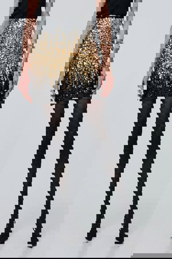 Black | Metallic Sequin Bodycon Mini Skirt
