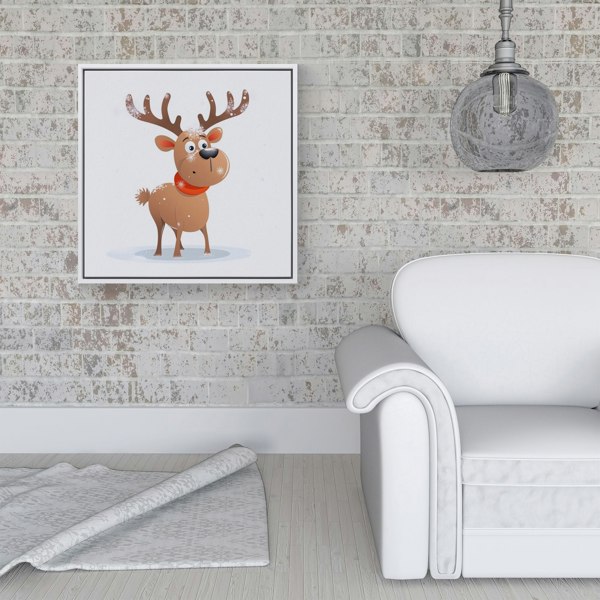 Warren Reed Reindeer In A Scarf Framed Canvas