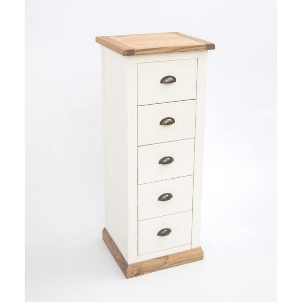 Cabinet Bits Tropea 5 Drawer Narrow Chest of Drawers Brass Cup Handle
