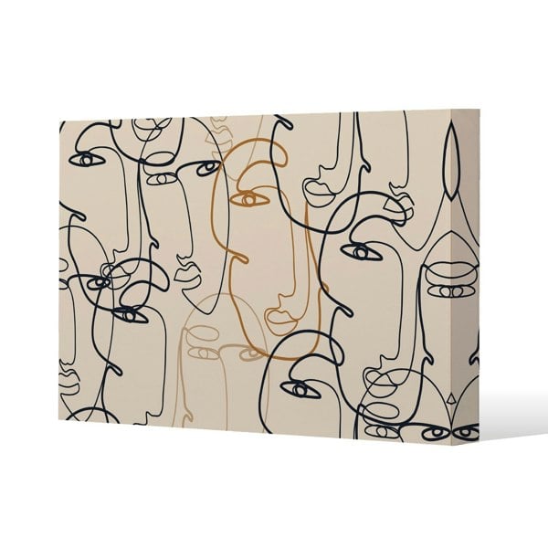 Benjamin Tate Design Continuous line drawing of faces Slim Style Canvas Print  60x80cm , 15mm Slim Real wood.
