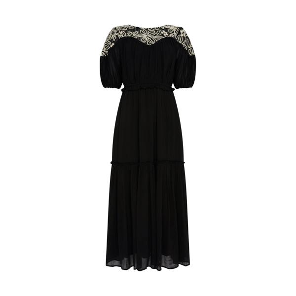 Rose & Nancy Rhea Black Lace Maxi Boho Dress