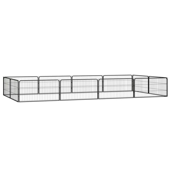 Berkfield 12-Panel Dog Playpen Black 100x50 cm Powder-coated Steel