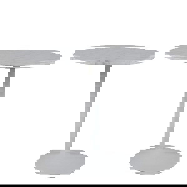 Furniture To Go Tarifa Round Dining Table with White Polished Marble Top and White Base