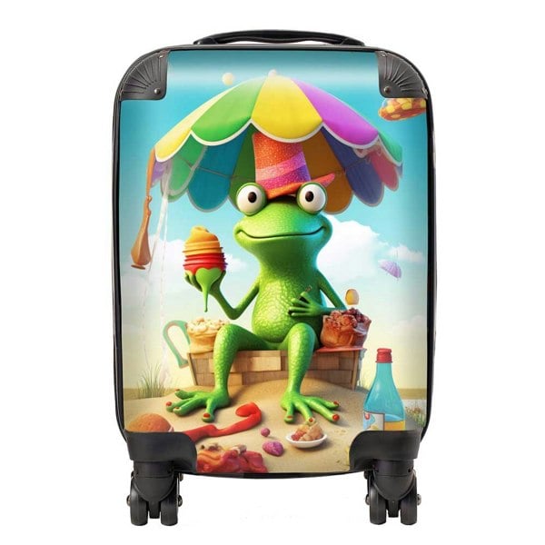 Warren Reed Frog On A Beach Holiday Suitcase