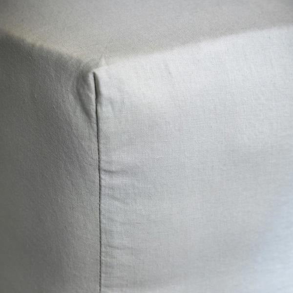 Light Grey French Linen 40cm Deep Fitted Sheets close-up detail | Soak and Sleep