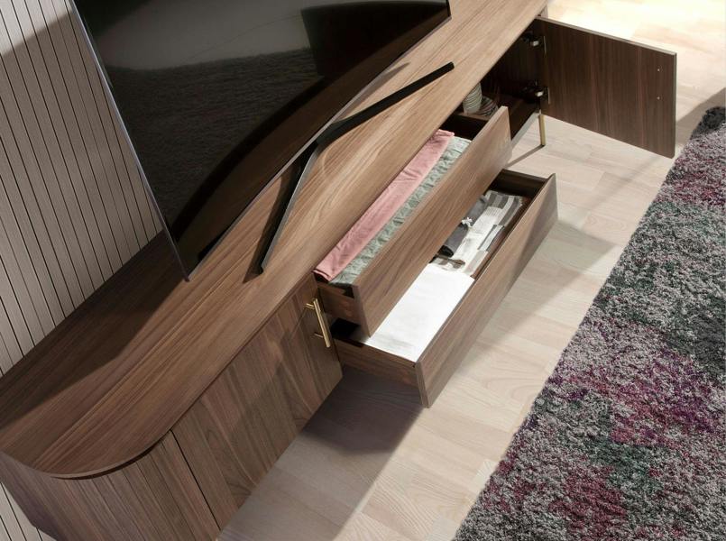 Angel Cerdá TV Stand Walnut and Golden Polished Steel 3227