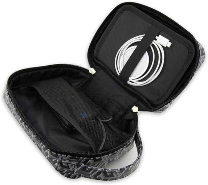 Guess GCube Stripe Metal Logo Organizer Travel Bag Black - GUHBHGCFSEK