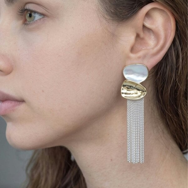 Uchi & Soto Enso Mixed Metals Chain Tassel Earrings