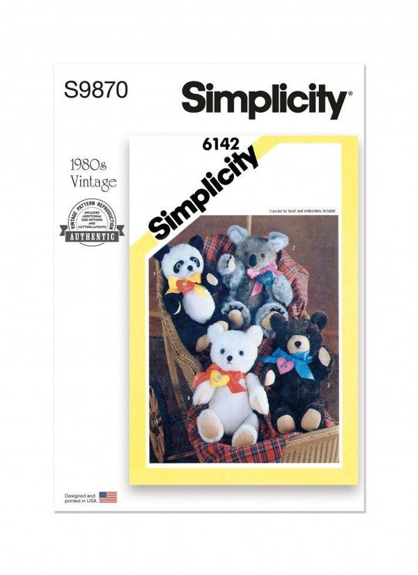 Simplicity Sewing Pattern 9870, Toys, Vintage Style OS (One Size) - Intermediate