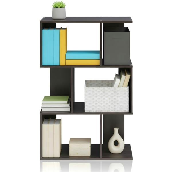 WALPLUS Simply Modern Open 3-Tier Open Book Shelf, Espresso | Elegant Interior Wall Decoration