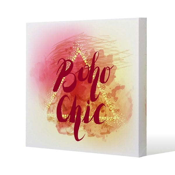 Benjamin Tate Design Boho Chic lettering on beautiful watercolor background Slim Style Canvas Print  40x40cm , 15mm Slim Real wood.