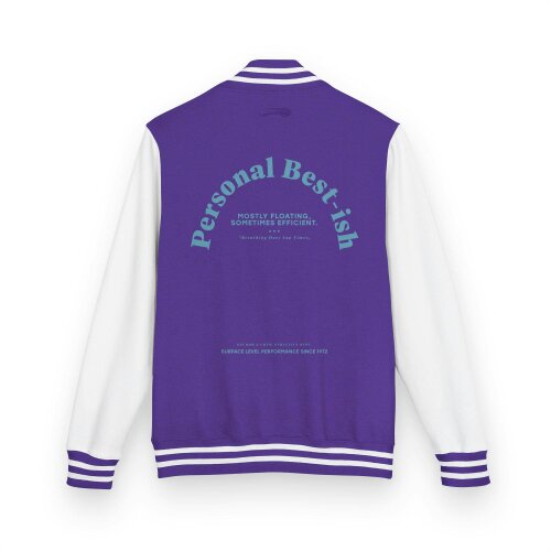 Anchor & Crew Personal Best-ish Swimming Club League Cotton Varsity Letterman Jacket - Indigo Purple & White