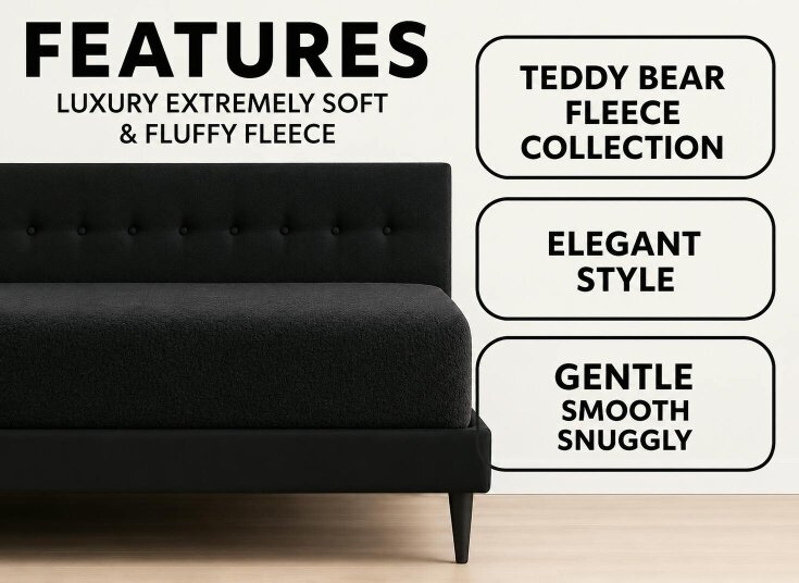 Night Zone Teddy Fleece Fitted Sheet 30cm Deep – Extra Deep Warm Teddy Bear Bedding