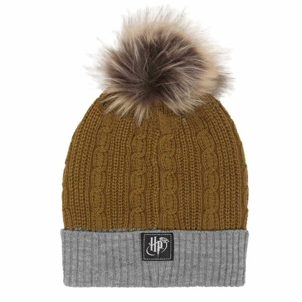 Harry Potter Hufflepuff Pom Pom Beanie - Yellow/Grey