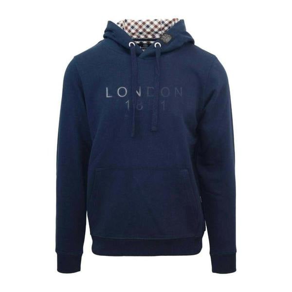 Aquascutum Mens London 1851 Logo Hoodie - Navy - 
