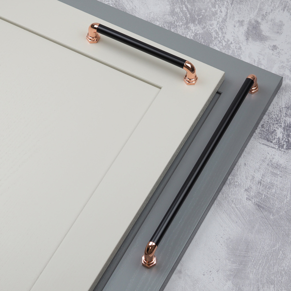 Handle & Home Polished Copper & Matt Black Industrial Bar Handles