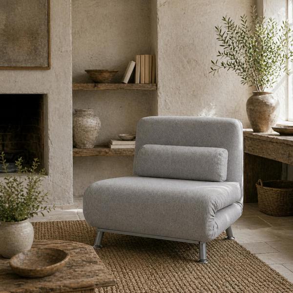 Wyld Haus Kano Fabric Grey Adjustable Back Futon Style Sofa Chair