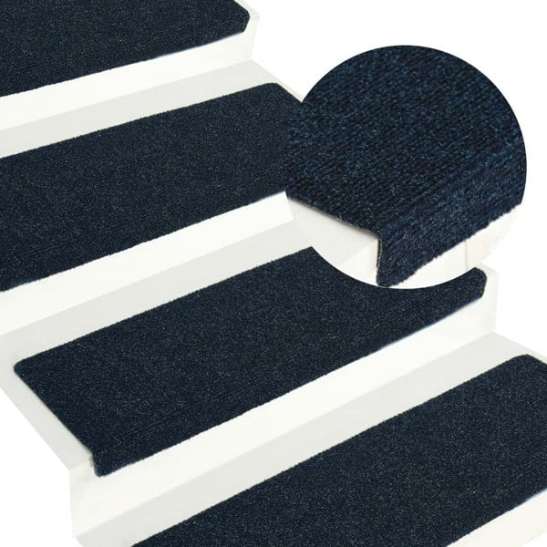 Berkfield Stair Mats 15 pcs Needle Punch 65x21x4 cm Blue