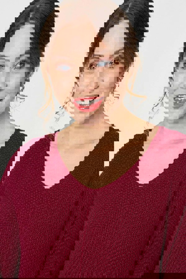 Burgundy | Layered Knit Top Mesh Pleated Midi Dress