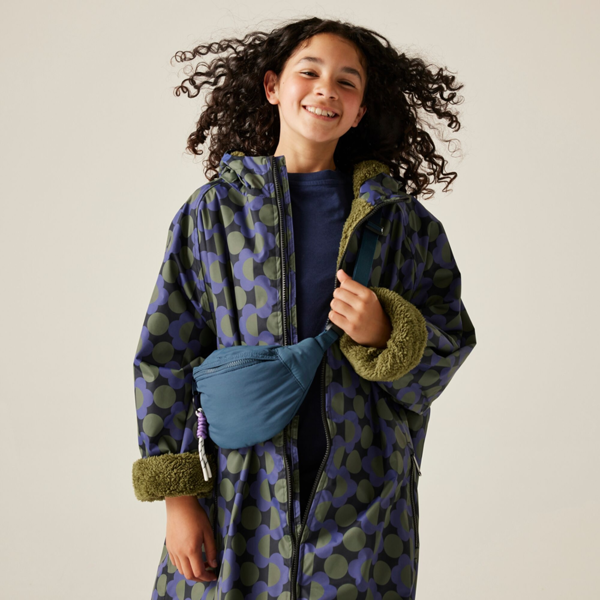 Regatta Kids Orla Kiely Spotted Changing Robe - Blue/Dark Olive