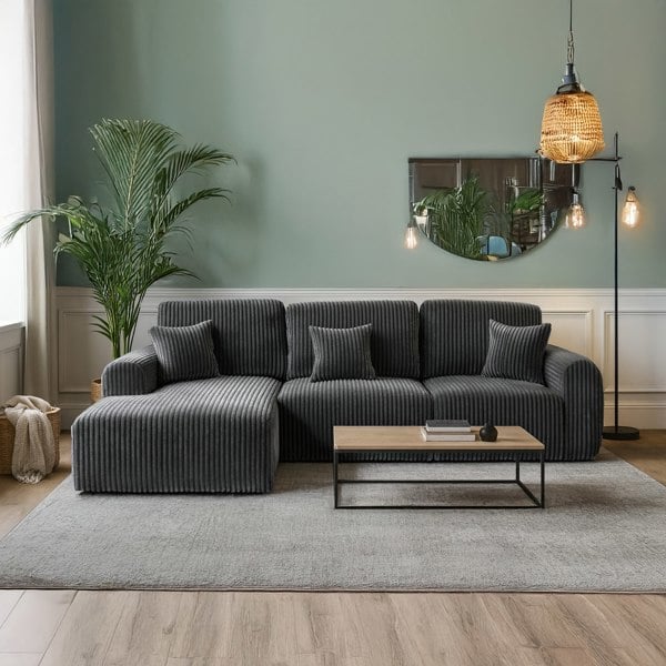 Furnishings For Less Vinci Soft Chunky Jumbo Cord 4 Seater Corner Sofa