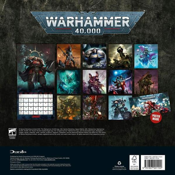 Warhammer 40,000 Calendar 2027, Wall Calendars, Month To View, Entertainment, Gift