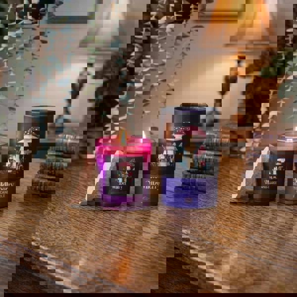 Kingsbury Gifts Wildberry Scented Candle in Purple Glass Jar