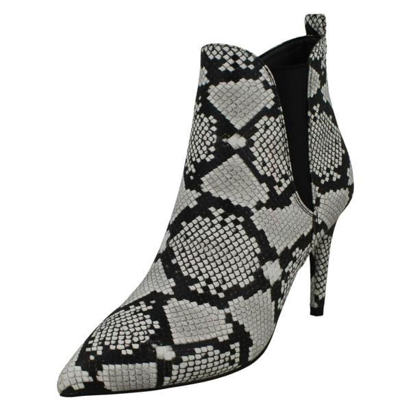 Spot On Ladies Spot On Snake Print Ankle Boots F50990