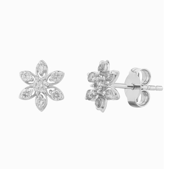 Spero London Fine 14k Solid Gold Diamond Star Earrings
