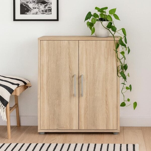 Wyld Haus Prima Natural Oak Wood Effect Bookcase 2 Shelves 2 Doors