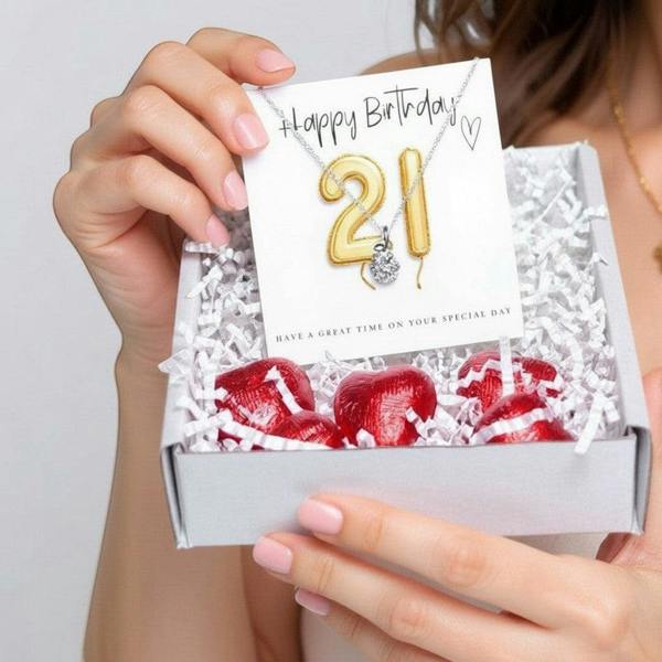 Aye Do Gifts 21st Birthday Necklace Gift Box, Cubic Zirconia Jewellery Gift