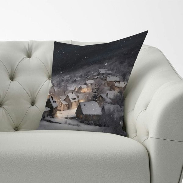 Warren Reed Snowfall Over A Quiet Village Cushions