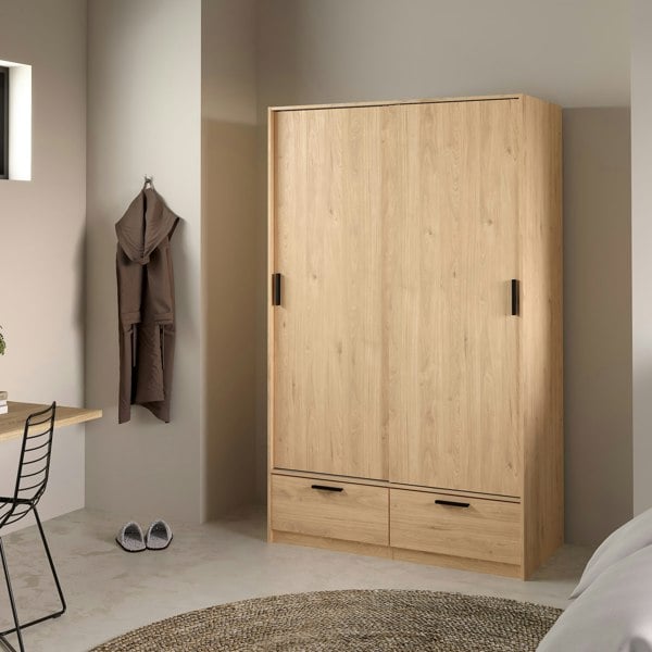 Furniture To Go Line Wardrobe with 2 Doors + 2 Drawers in Jackson Hickory Oak