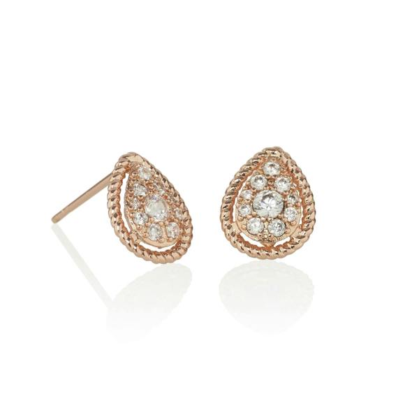 Rose Gold Teardrop Earrings with Cubic Zirconia - namana.london