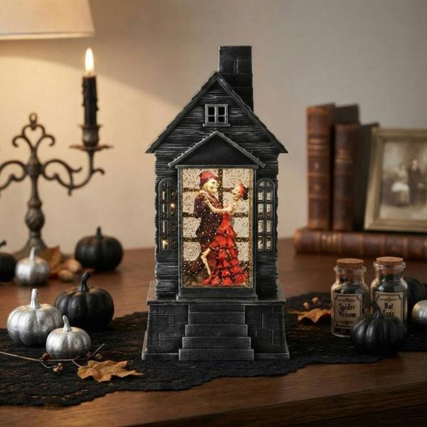 Garden Greatness Halloween Skeleton Dancing Couple LED Lantern Spinner