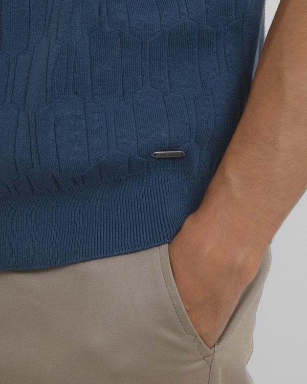 Steel & Jelly Tarvin - Geo Texture Knitted Polo Shirt