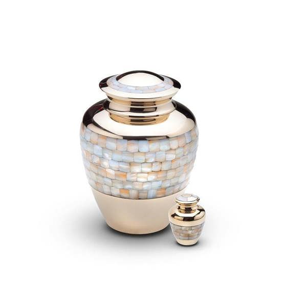 Memorials Direct Brass Mother of Pearl Urn – Gold