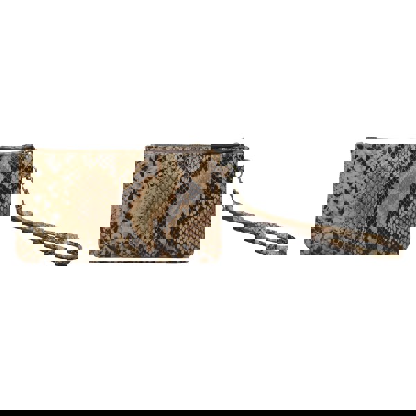 Assots London 'KAREN' Tan Snake Print Real Leather Wristlet Clutch Bag