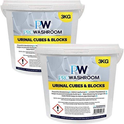 ProWashroom PW PROWASHROOM Urinal Channel Blocks 2x 3KG - Lemon Fragrance - Non PDCB - Slow Dissolving - 30 Day Control