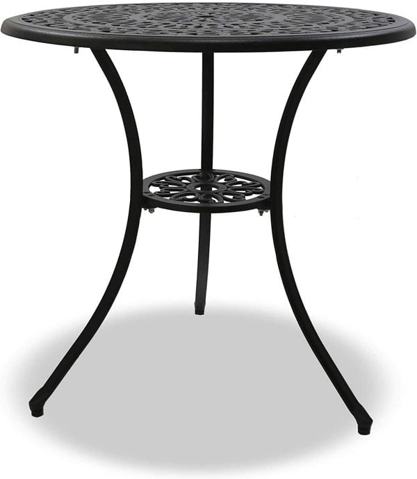 Centurion Supports POSITANO Luxurious Garden and Patio Table and 4 Large Chairs with Armrests Cast Aluminium Bistro Set - Black