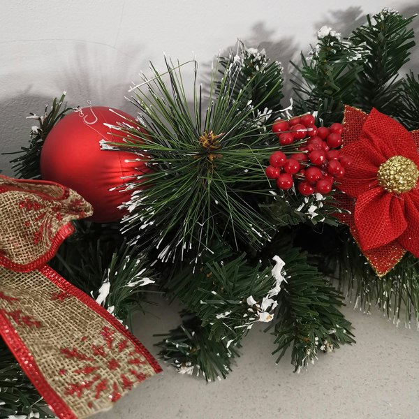 Samuel Alexander Premier 180cm (6ft) Festive Red Dressed Christmas Garland With Bows And Red Baubles