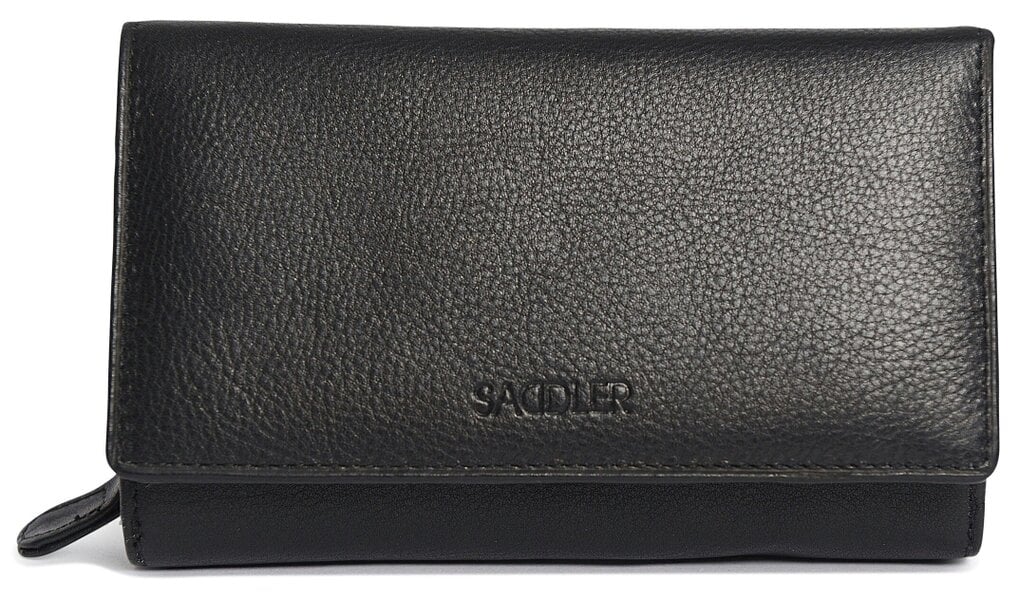 SADDLER PAULA Handmade Leather Trifold Purse – RFID Protected | 8 Card Slots, ID Window & Rear Zip Pocket | Gift Boxed
