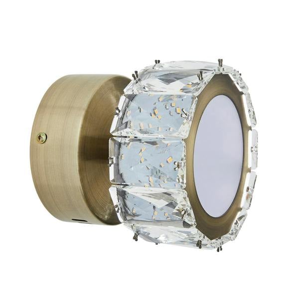Pagazzi Lighting Dilan Antique Brass & Crystal LED Wall Light