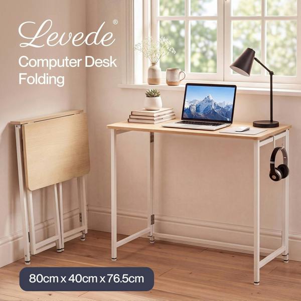 Levede Folding Computer Desk Small Laptop Study Table Portable Office Desk 80cm