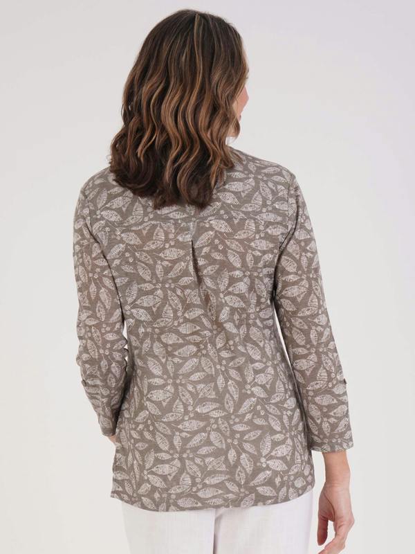 TIGI Etched Leaf Notch Neck Top