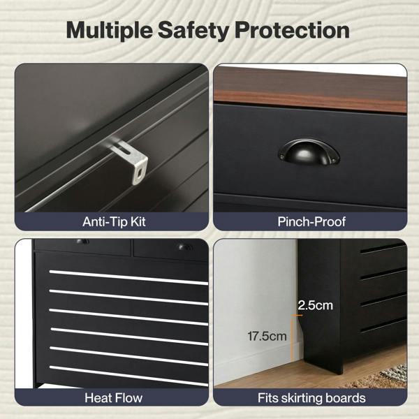 Levede Radiator Cabinet with Drawers Slat Grill Storage Shelf Guard Furniture