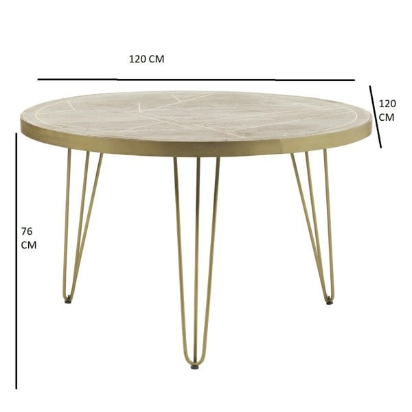 IH Design Round Solid Wood Dining Table 4 Seats Barbuto Light Mango