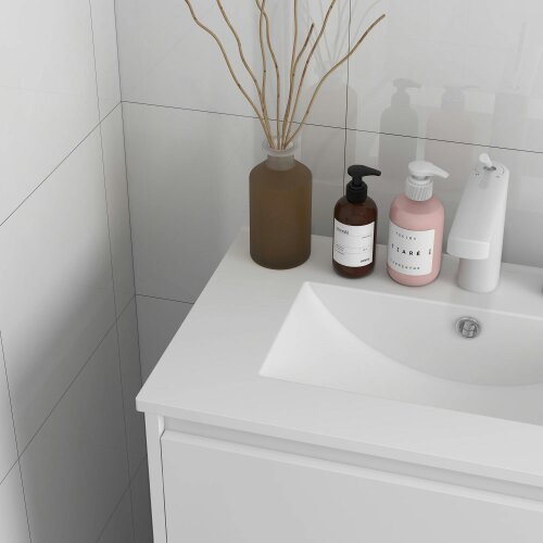Wyld Haus Nilute Floor Standing Bathroom Vanity Unit With Basin And 2 Drawers High Gloss White 600mm